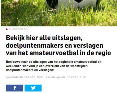 Voetbaloverzicht De Stentor
