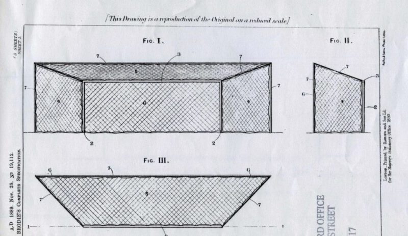 Het patent van John Brodie, uitvinder van de doelnetten