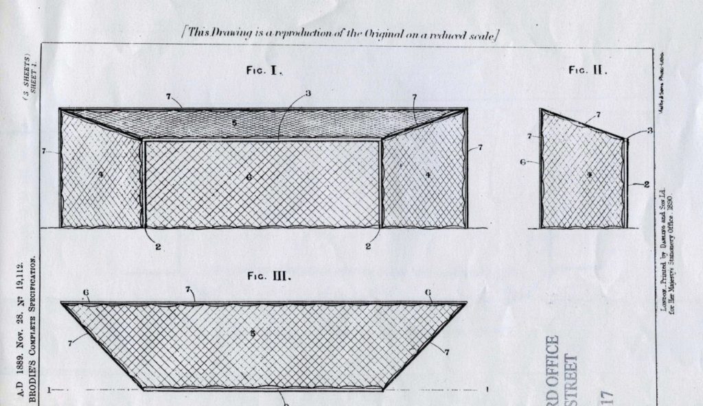 Het patent van John Brodie, uitvinder van de doelnetten