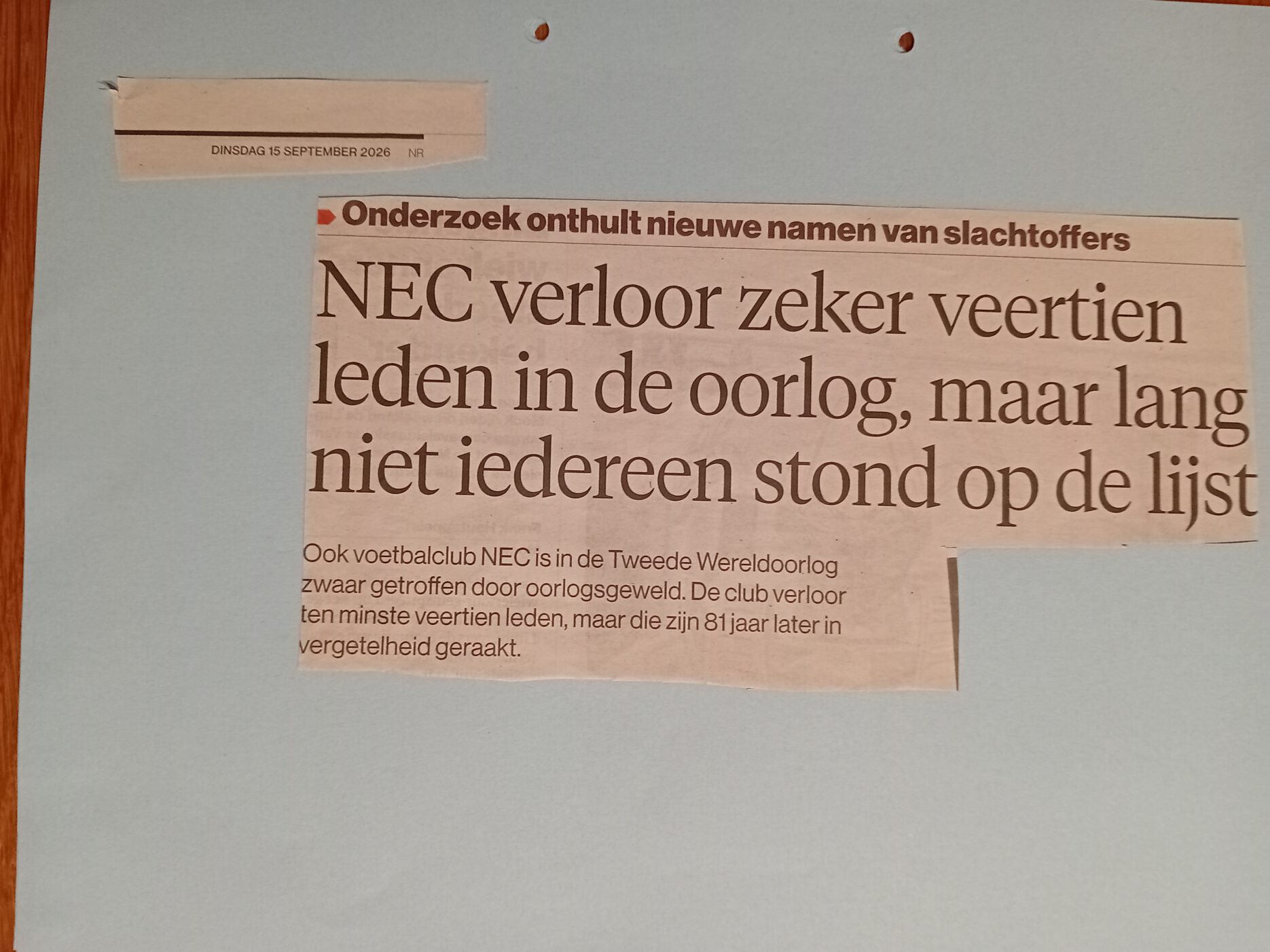 Oorlogsslachtoffers NEC - De Gelderlander